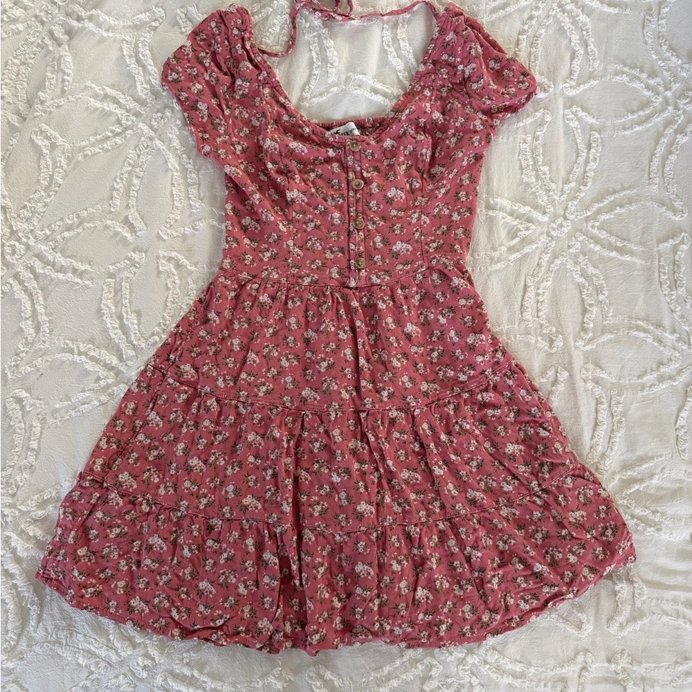 Hollister Pink and White Textured Dress